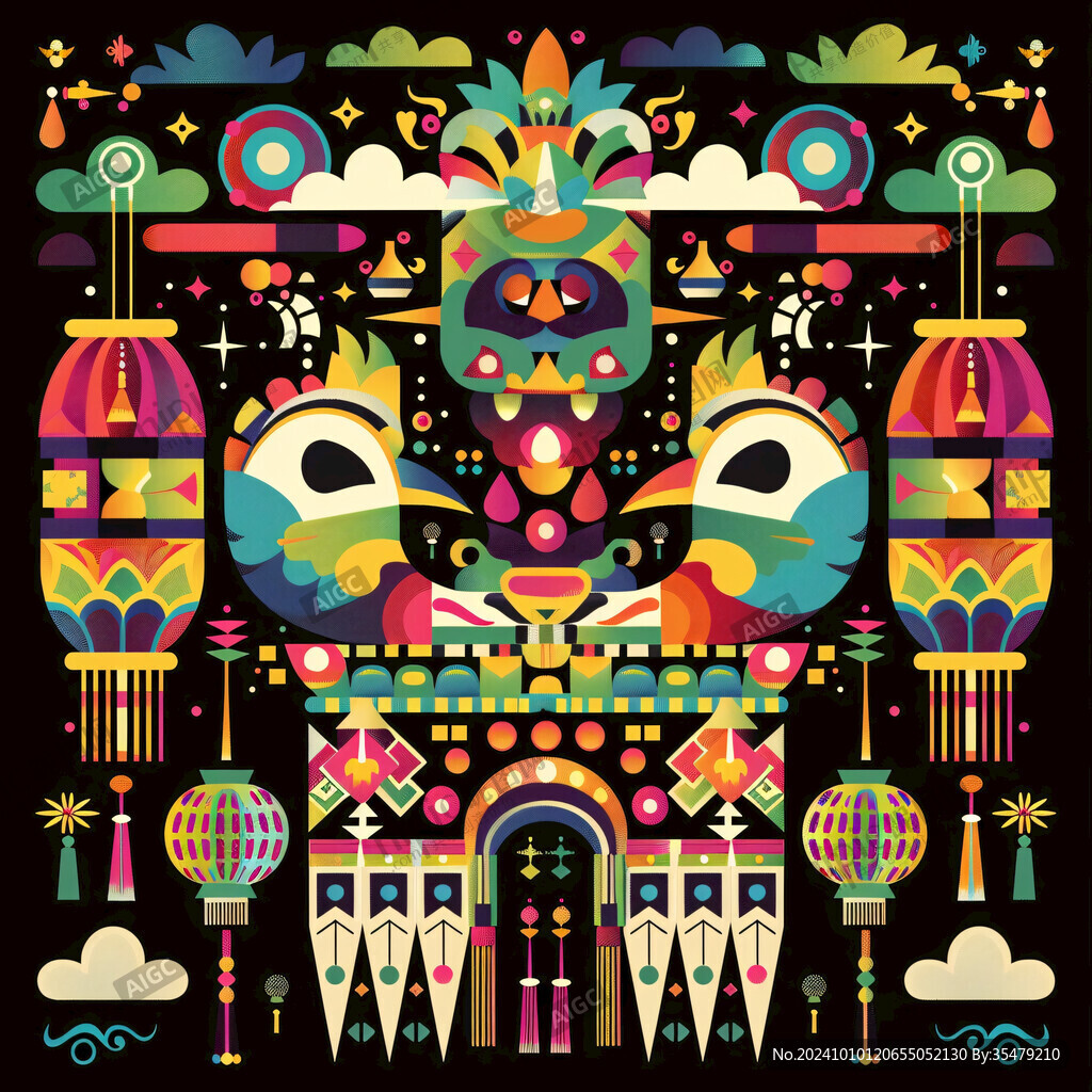 窗花门神海报创意