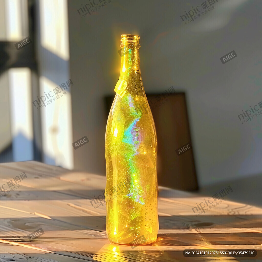 黄色渐变透明酒瓶
