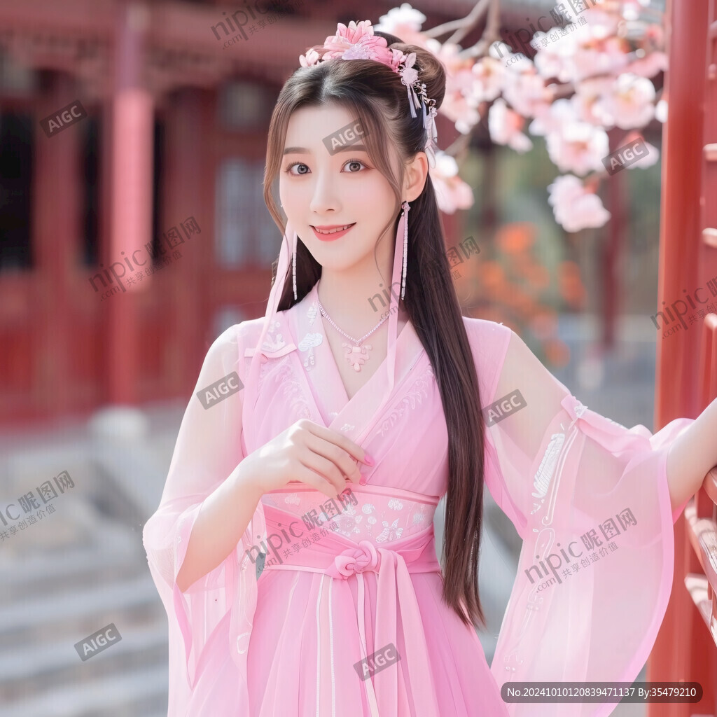 粉色汉服女子