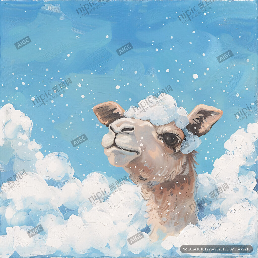 手绘梦幻羊风格装饰画