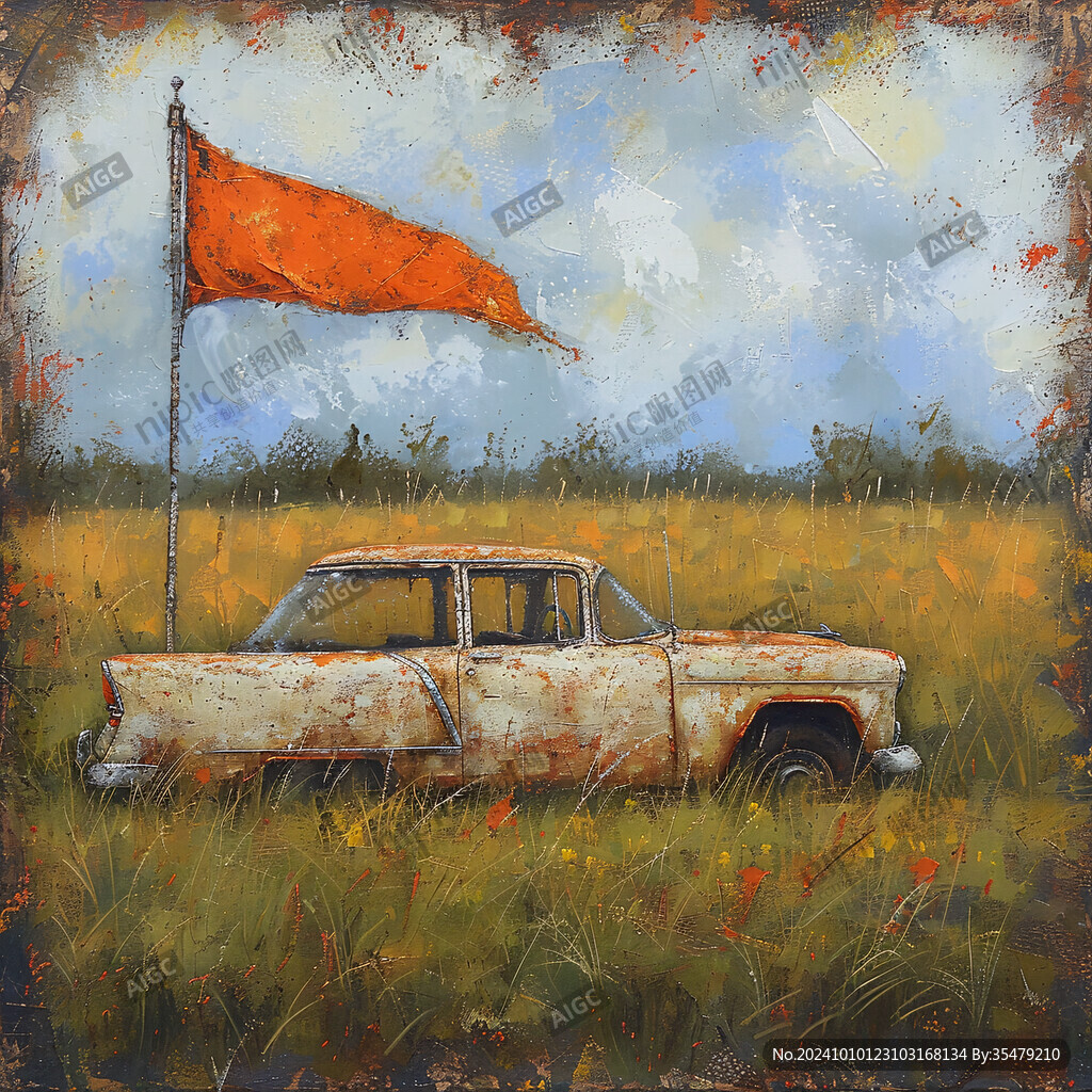 老爷车抽象画