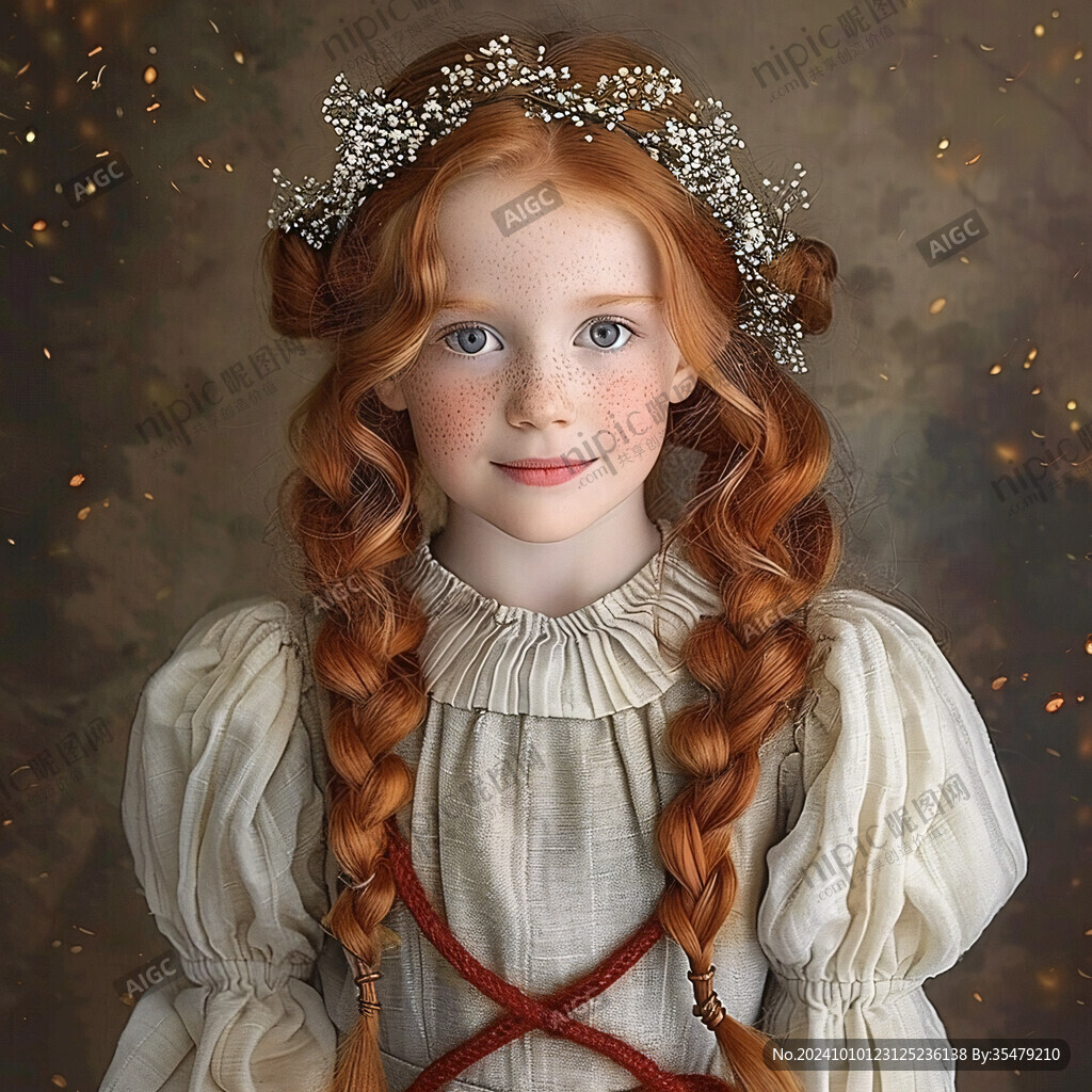 红发麻花辫小女孩