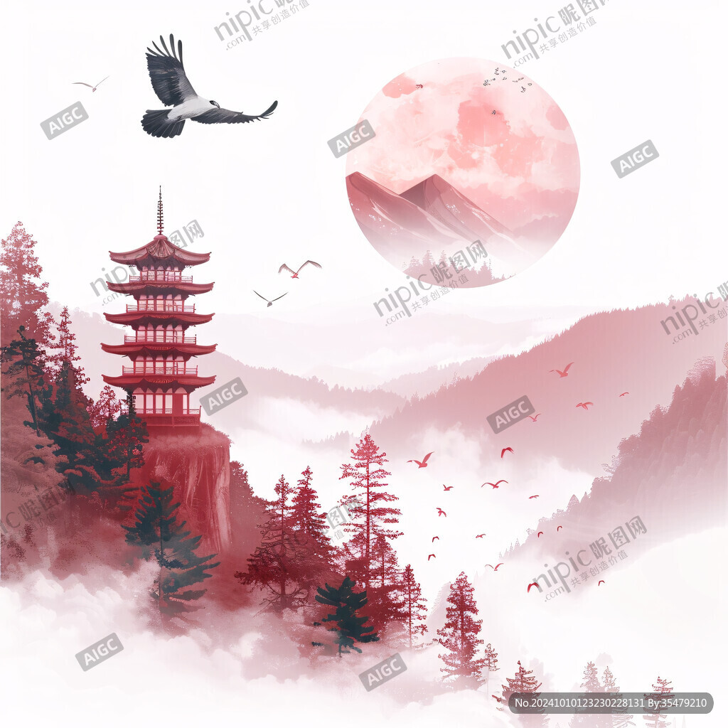 应星楼中国风山水意境