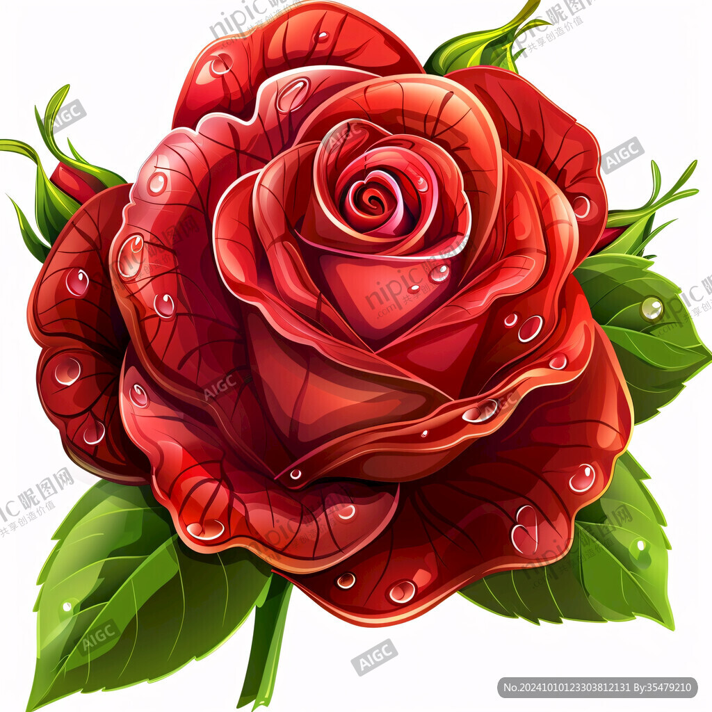 写实手绘玫瑰花素材