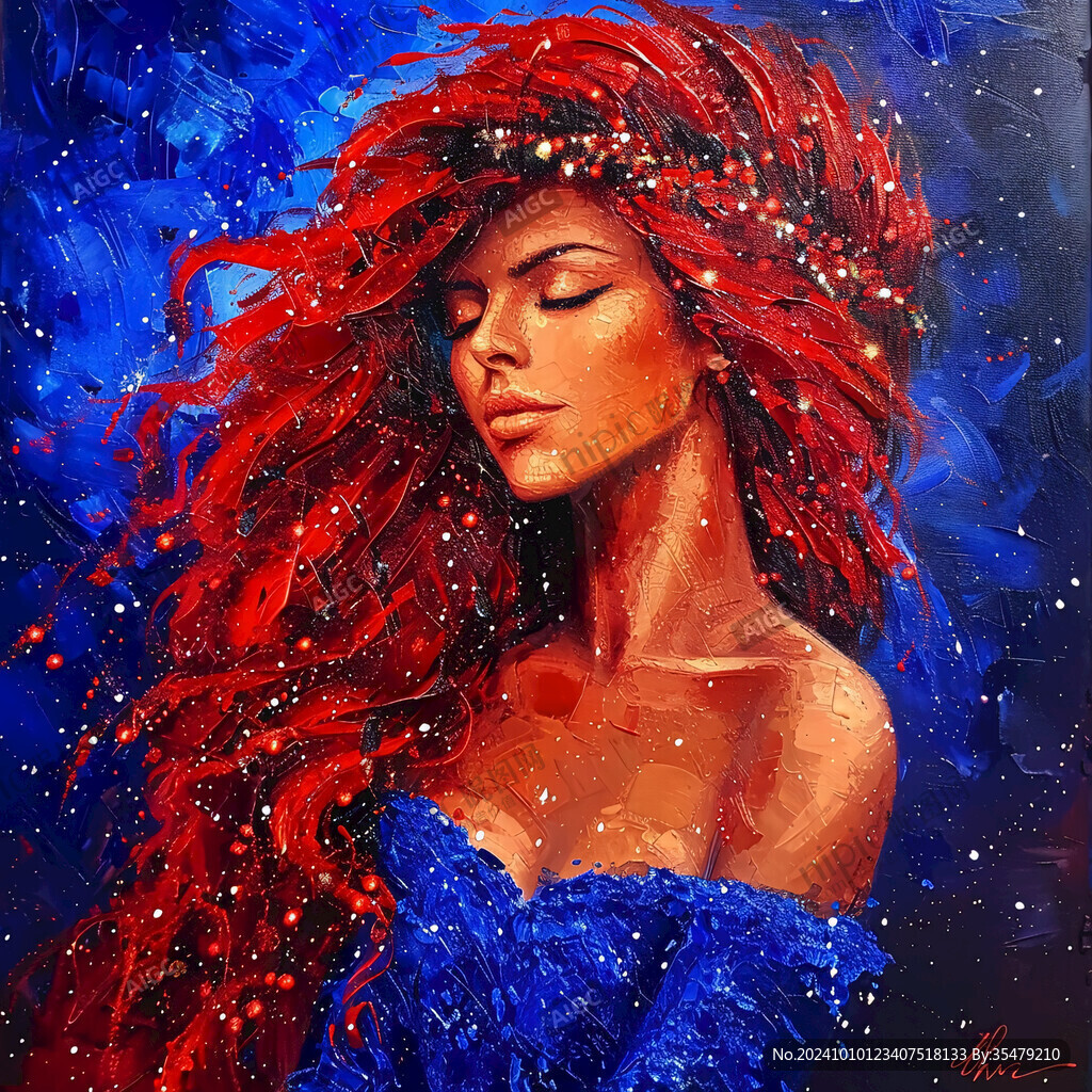 唯美抽象画水彩画女人