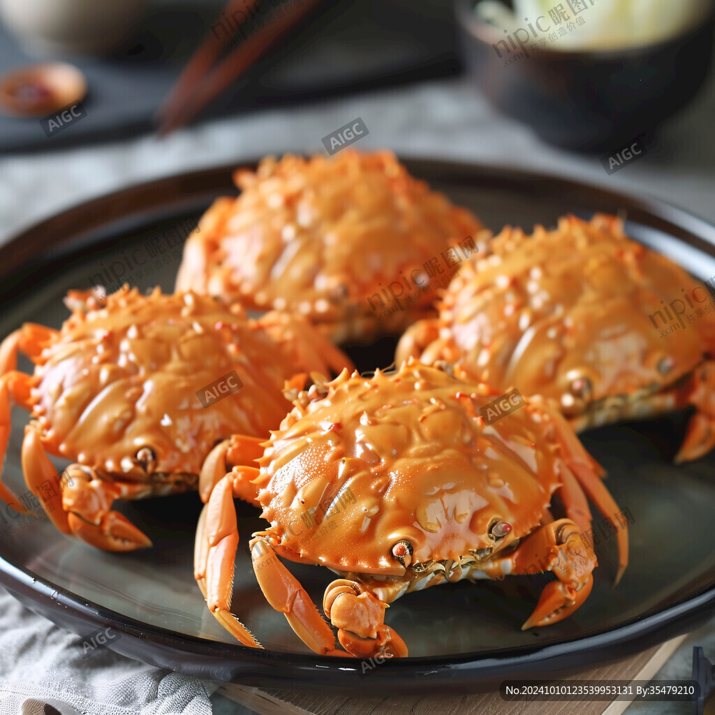 大闸蟹美食拍色布景