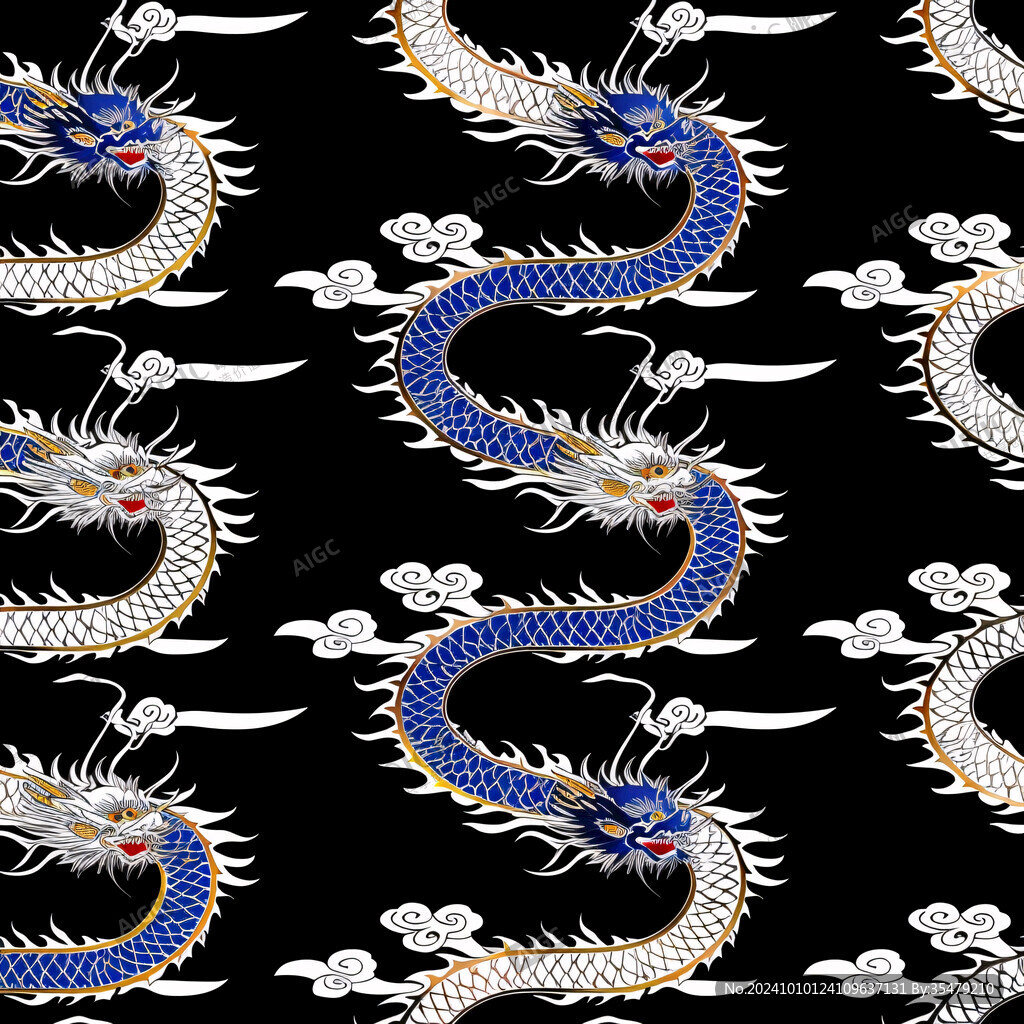 龙国潮印花图案