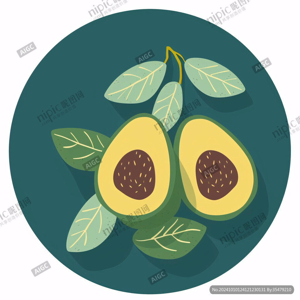 牛油果水果插画