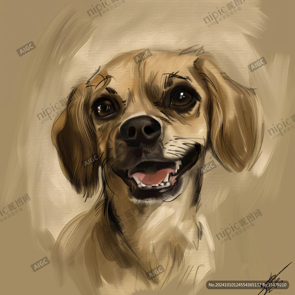 手绘金毛犬
