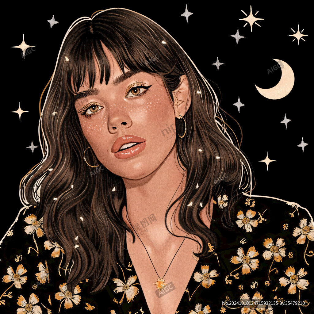 潮流插画美女人物插画