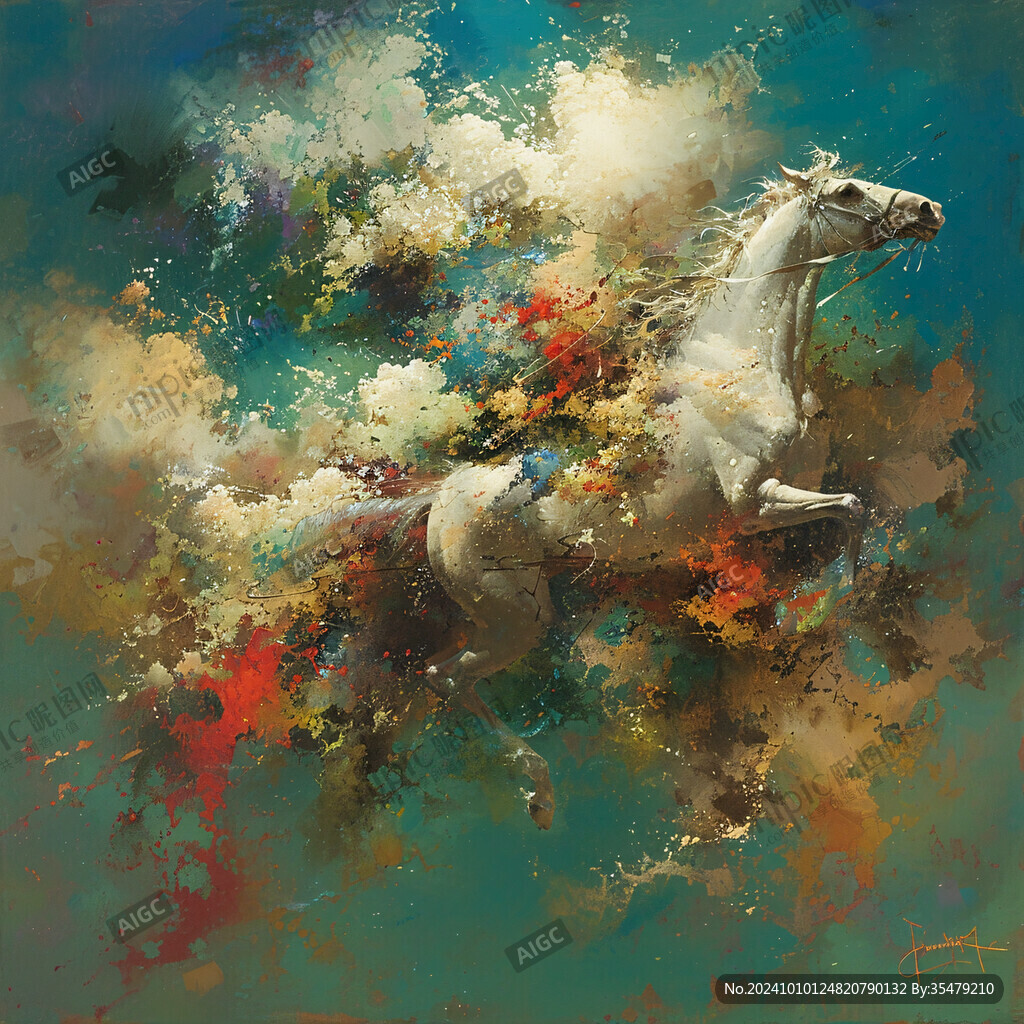 现代插画抽象马素材