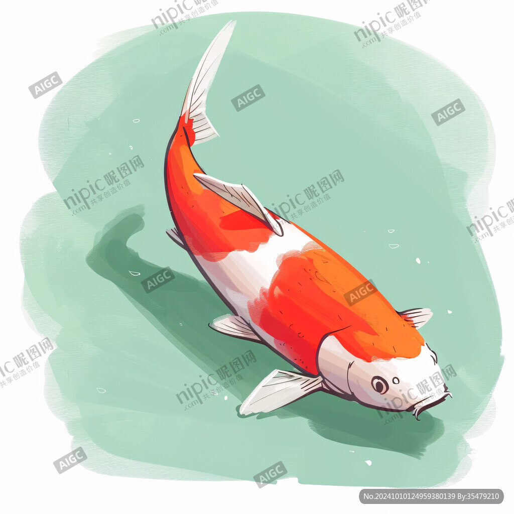 手绘锦鲤插画