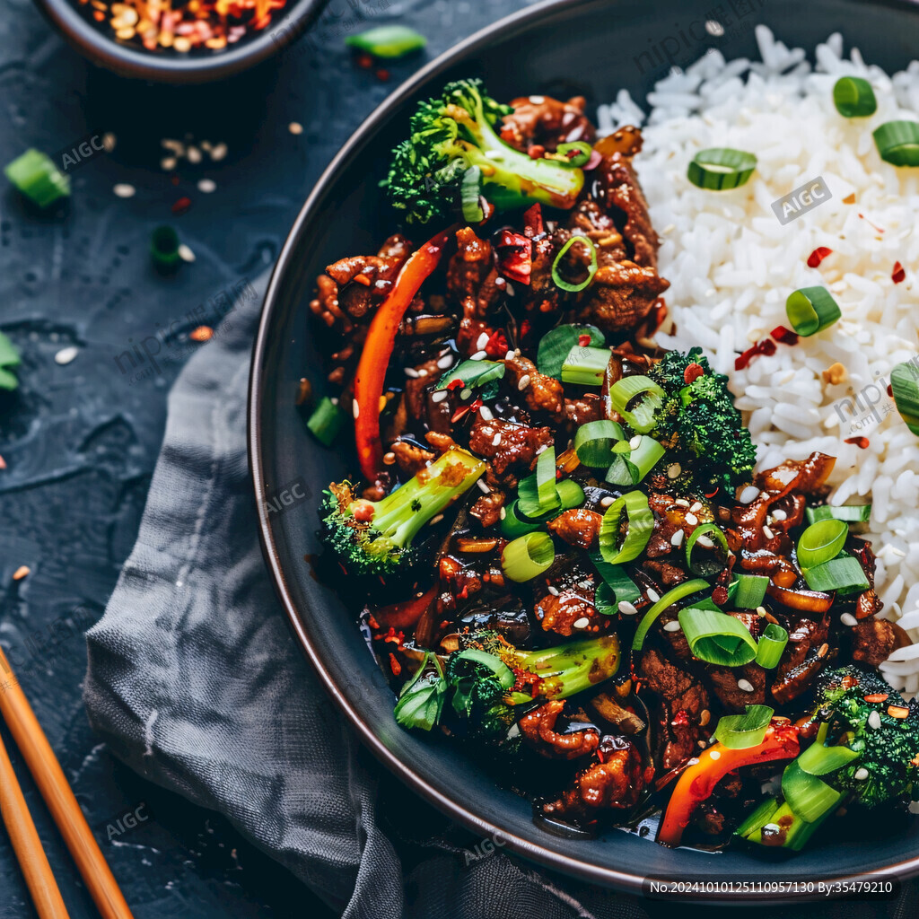 西兰花炒牛肉饭