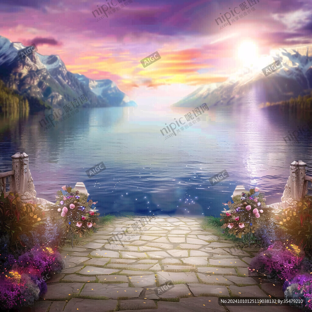 大幅高清山水日出