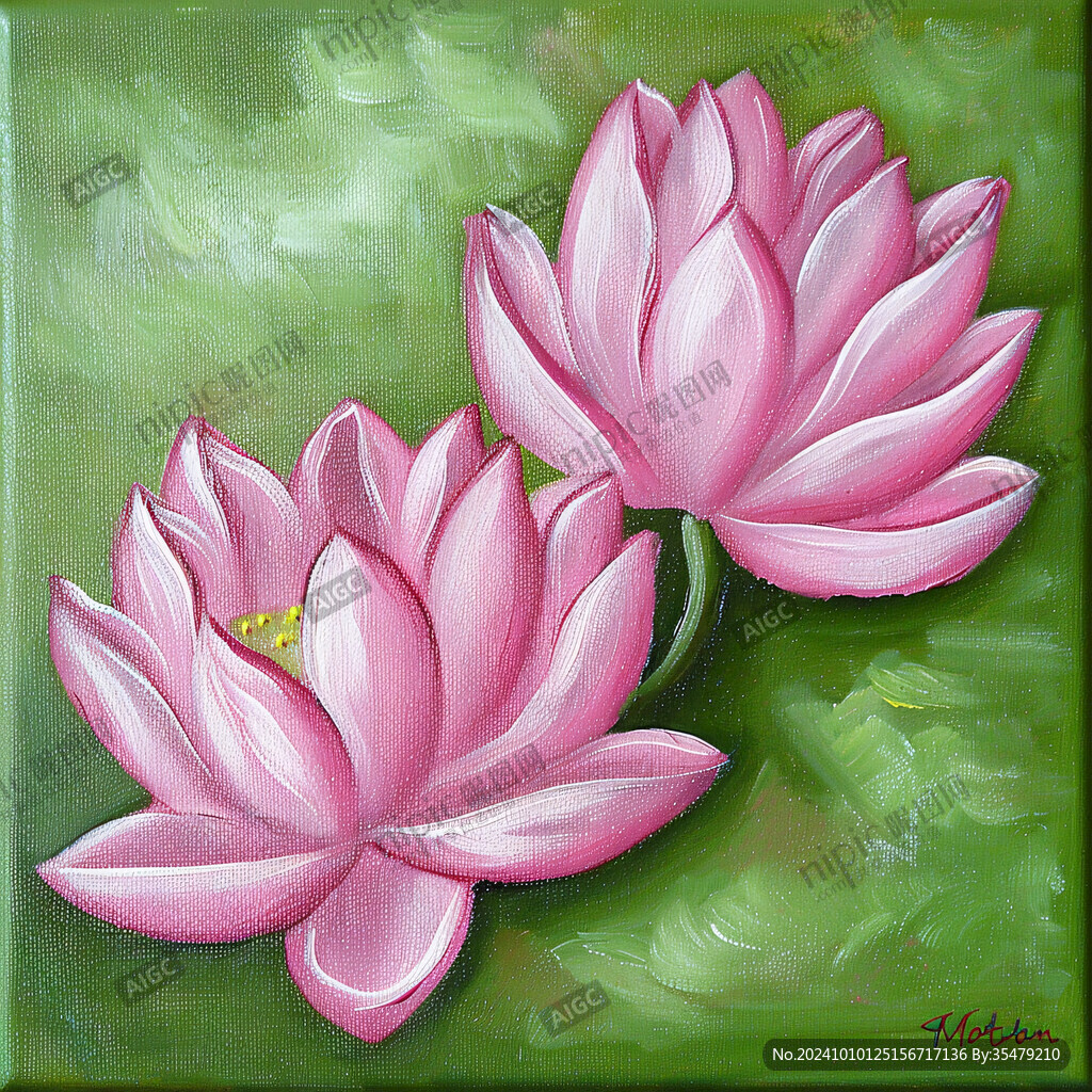荷花油画下载