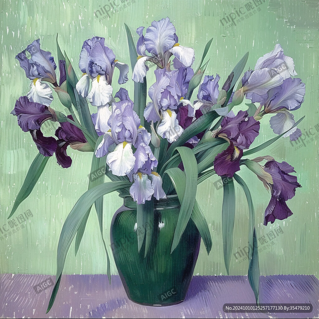 油画风格鸢尾花素材
