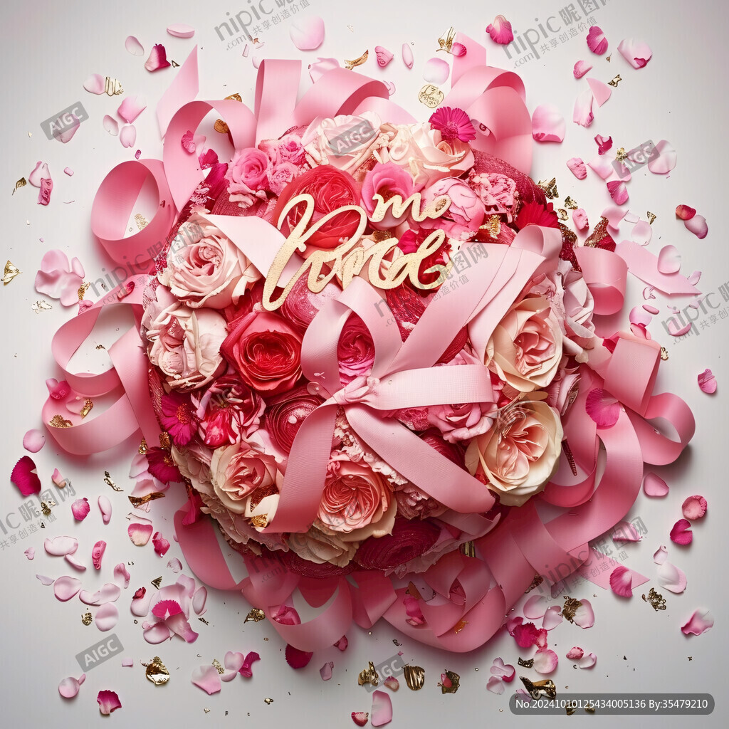 爱心形状玫瑰花背景