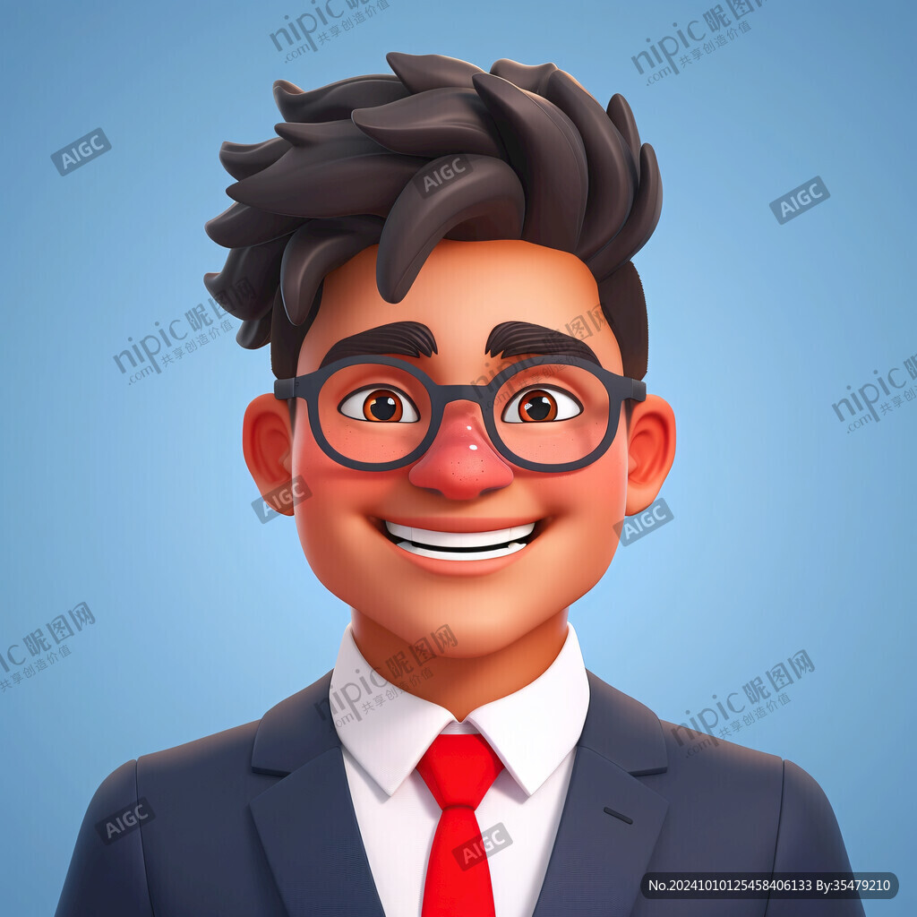 戴眼镜微笑人物