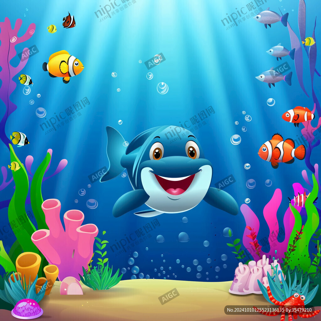 卡通鲨鱼立体画