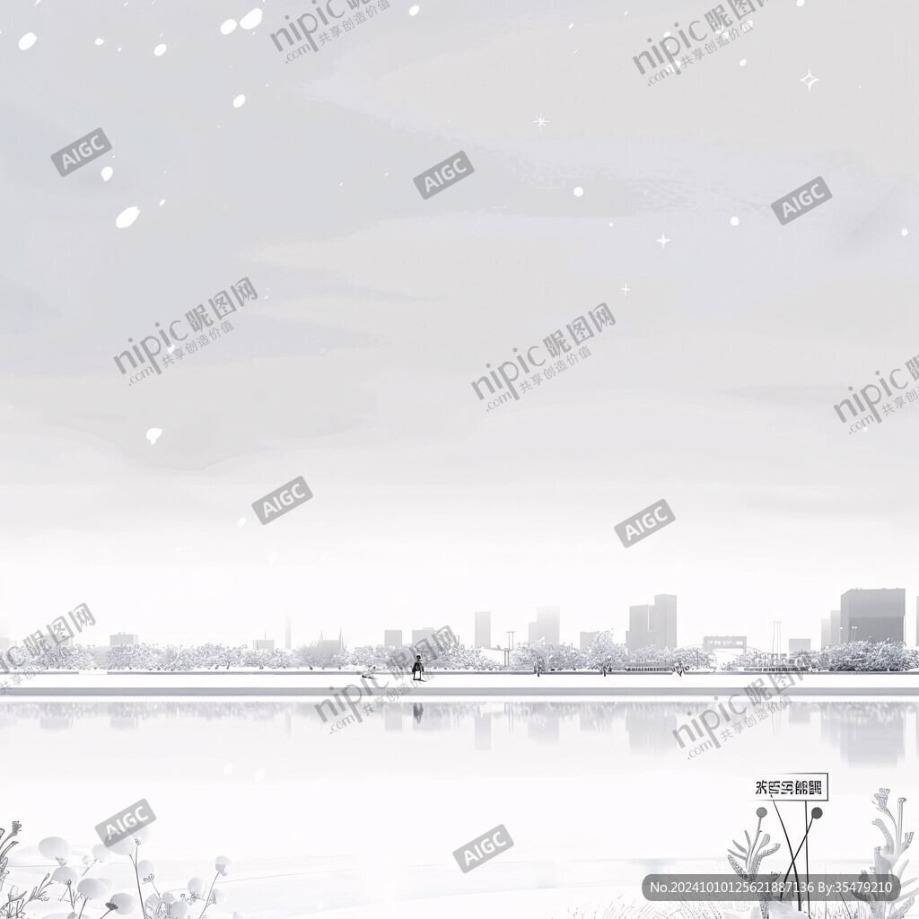 手绘冬季主题朦胧插画