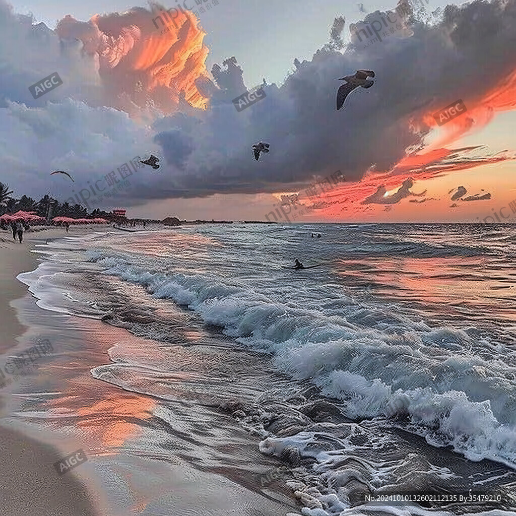 美景海景浪花踏浪海滩