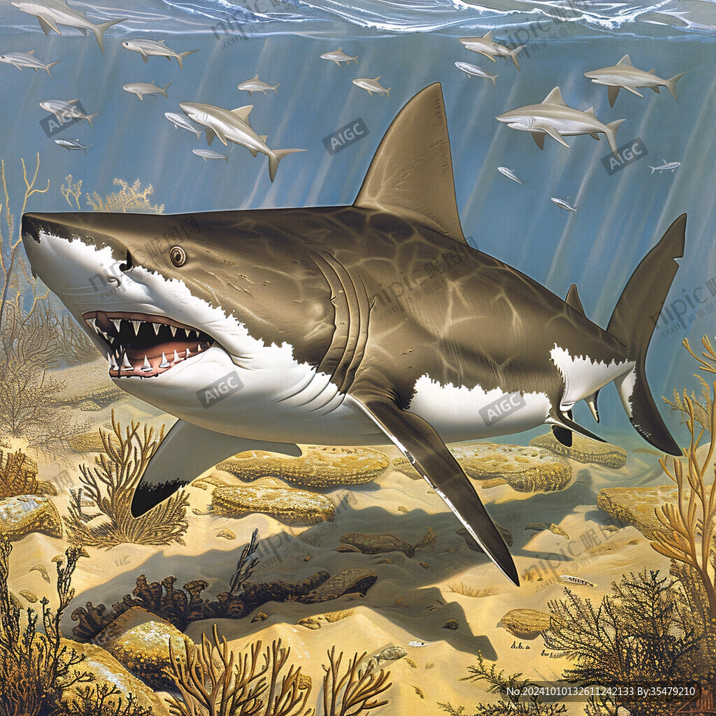 卡通鲨鱼立体画