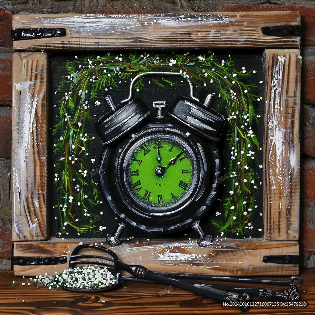 圣诞场景时钟挂画