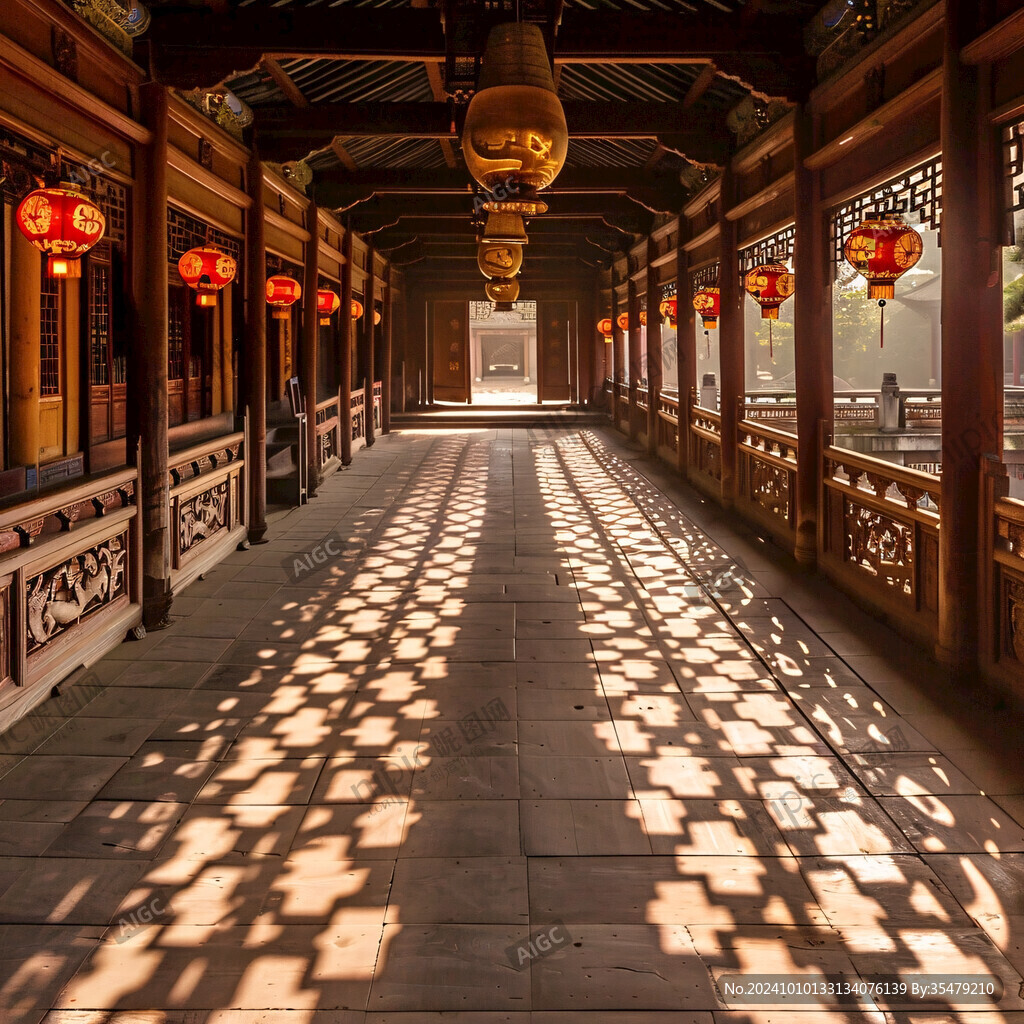 回廊凉亭走廊影子