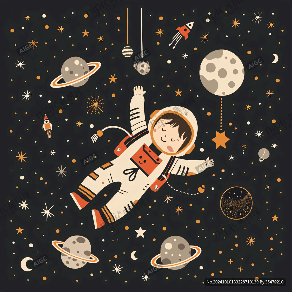 宇航员儿童印花图案