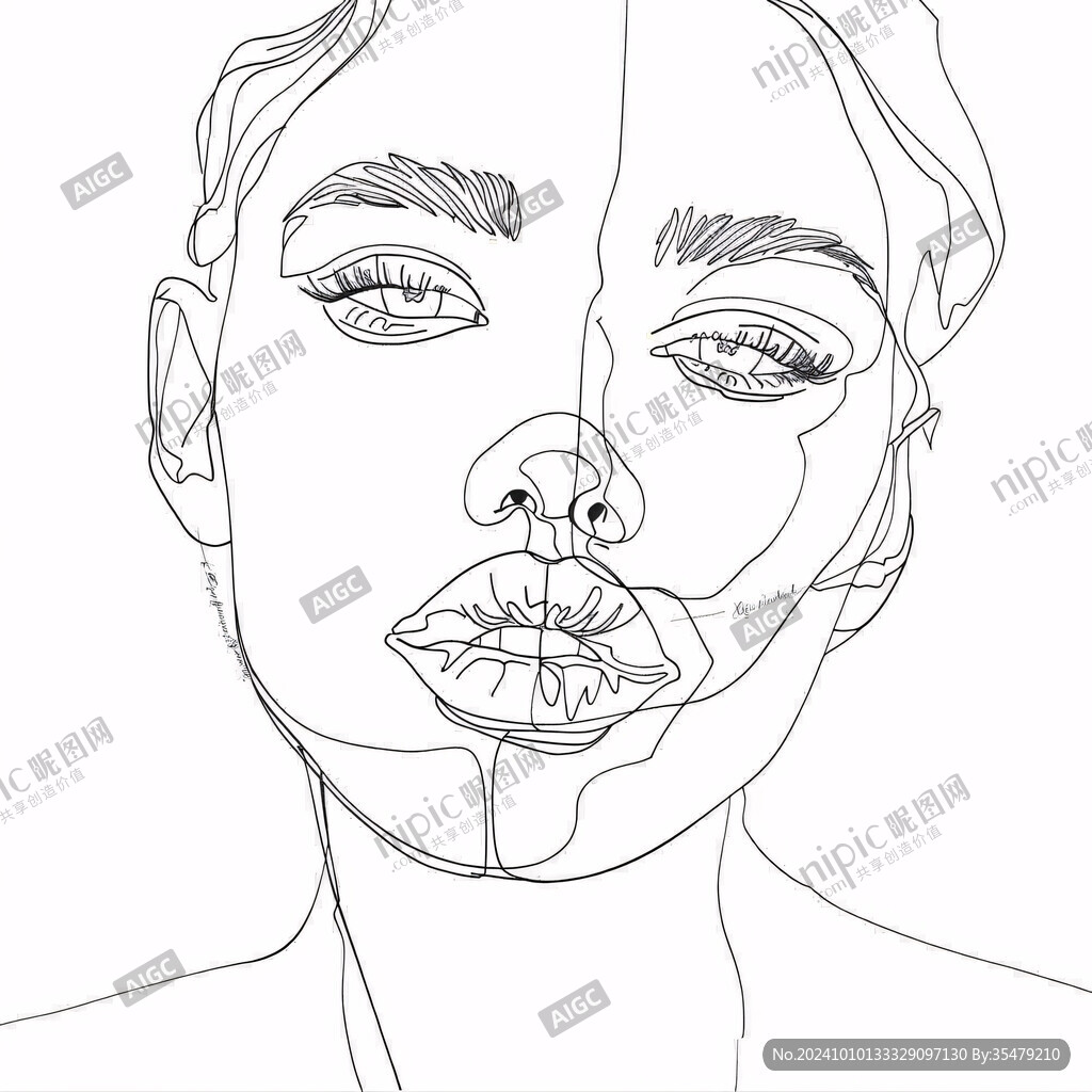复杂美女线描