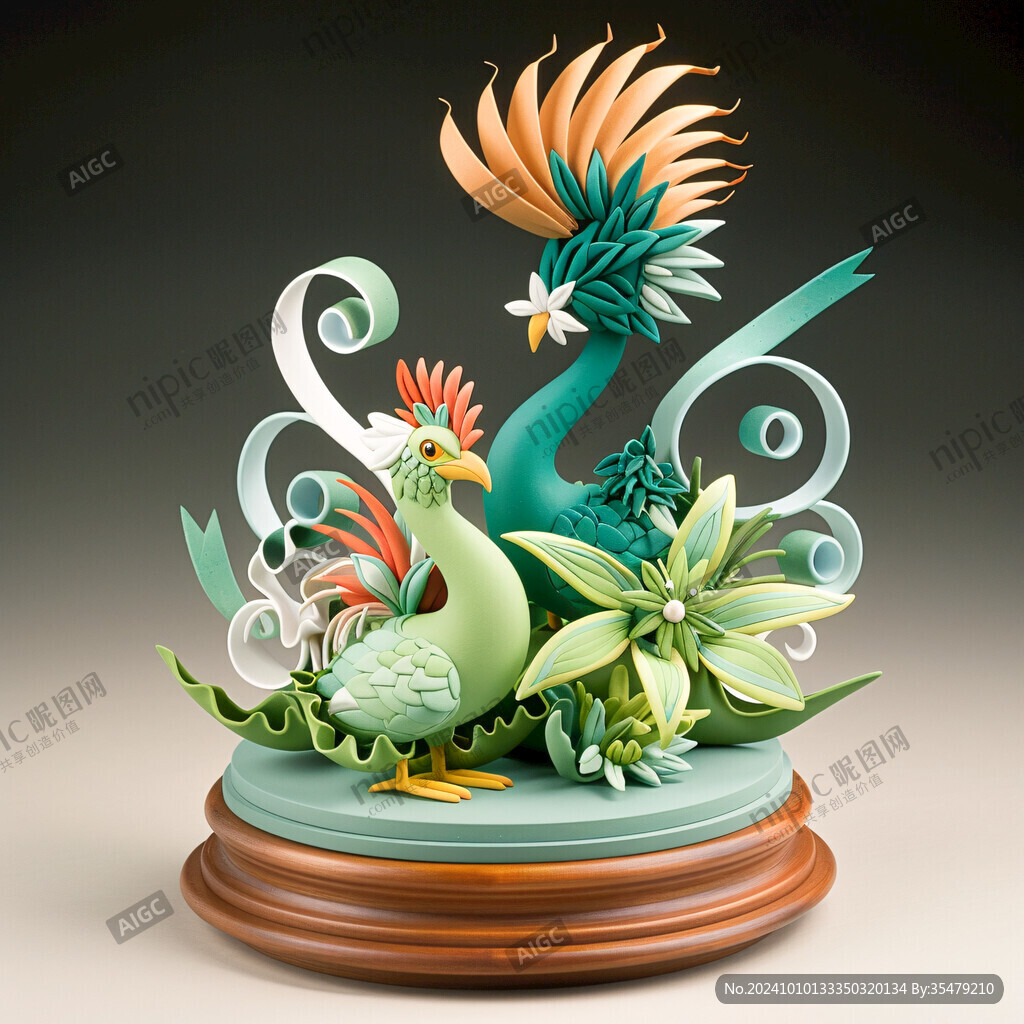 3d立体孔雀花鸟