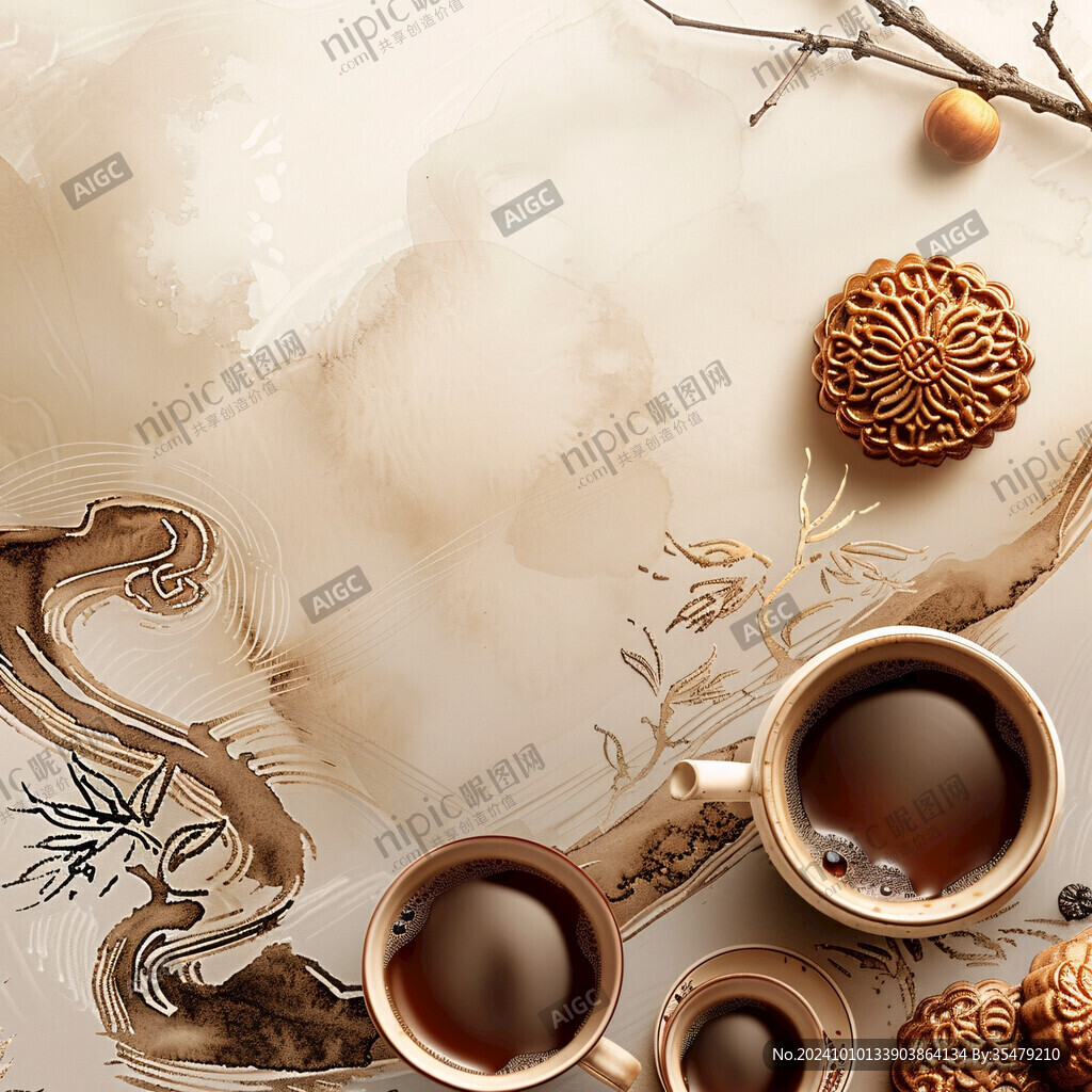 咖啡中国风泼墨