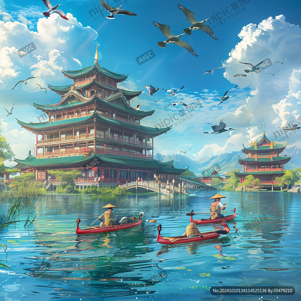 应星楼中国风山水意境