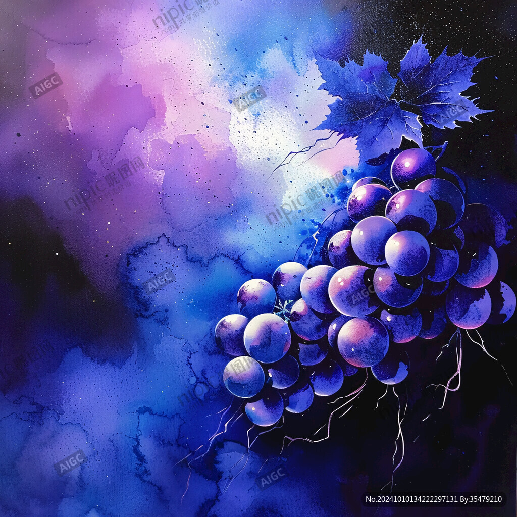 蓝宝石葡萄包装插画