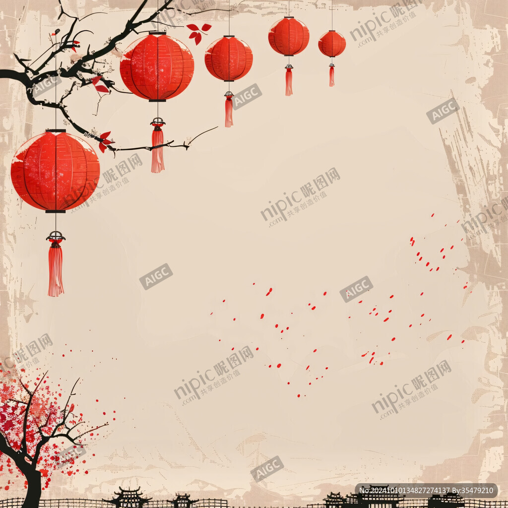 灯笼梅花背景图