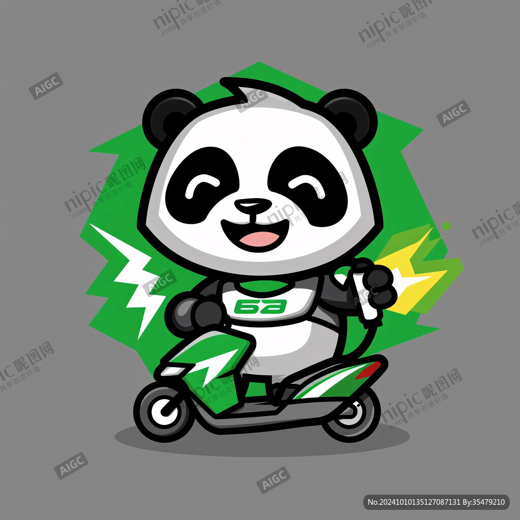 卡通熊猫送外卖形象