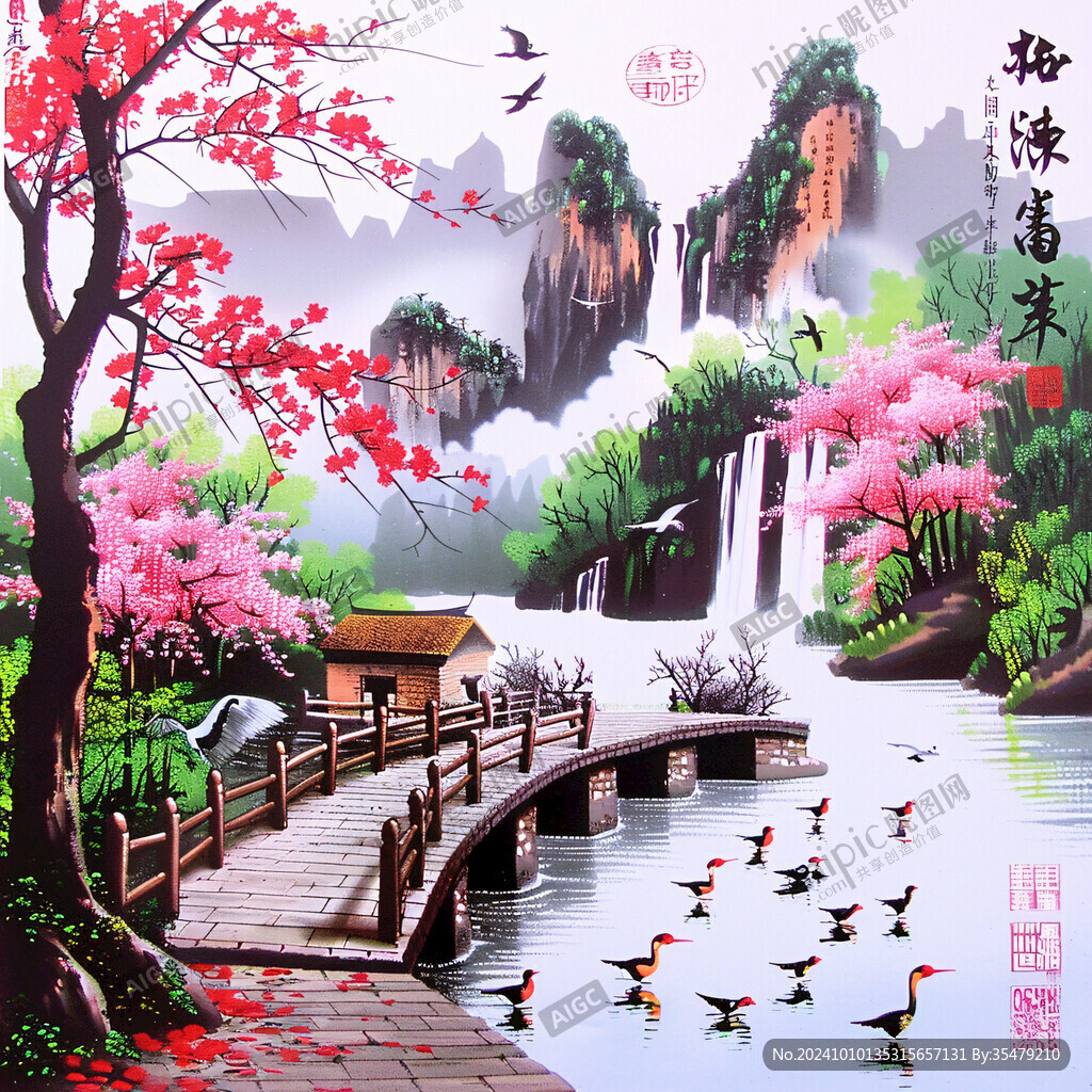 水画手绘风景画