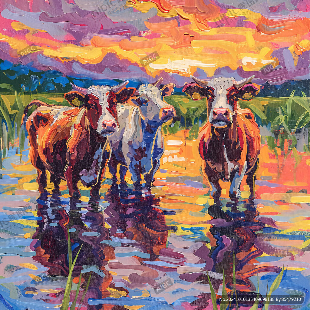 油画牛