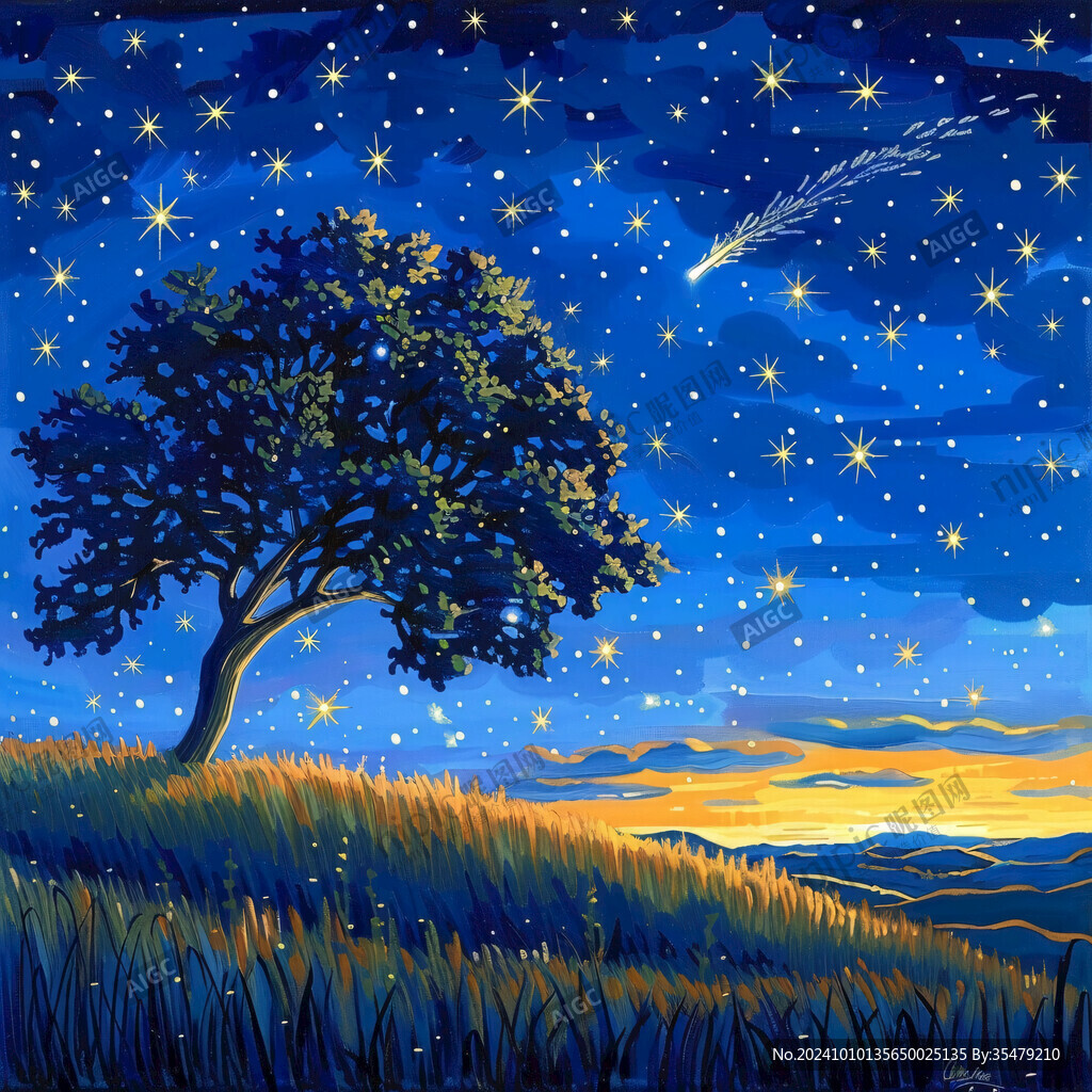 野外星空插画