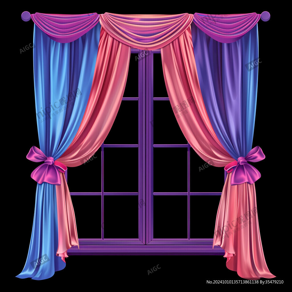 窗户窗帘插画