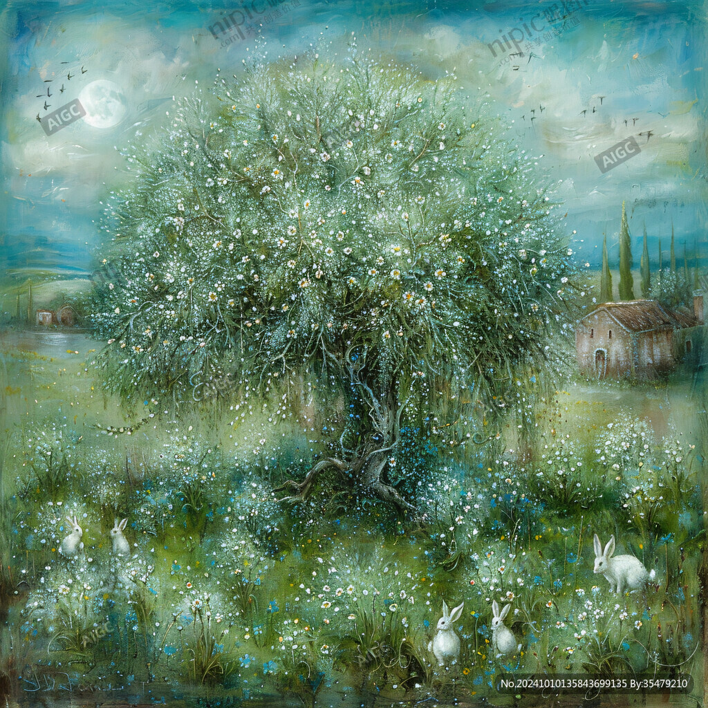 现代画家居饰画树梦幻