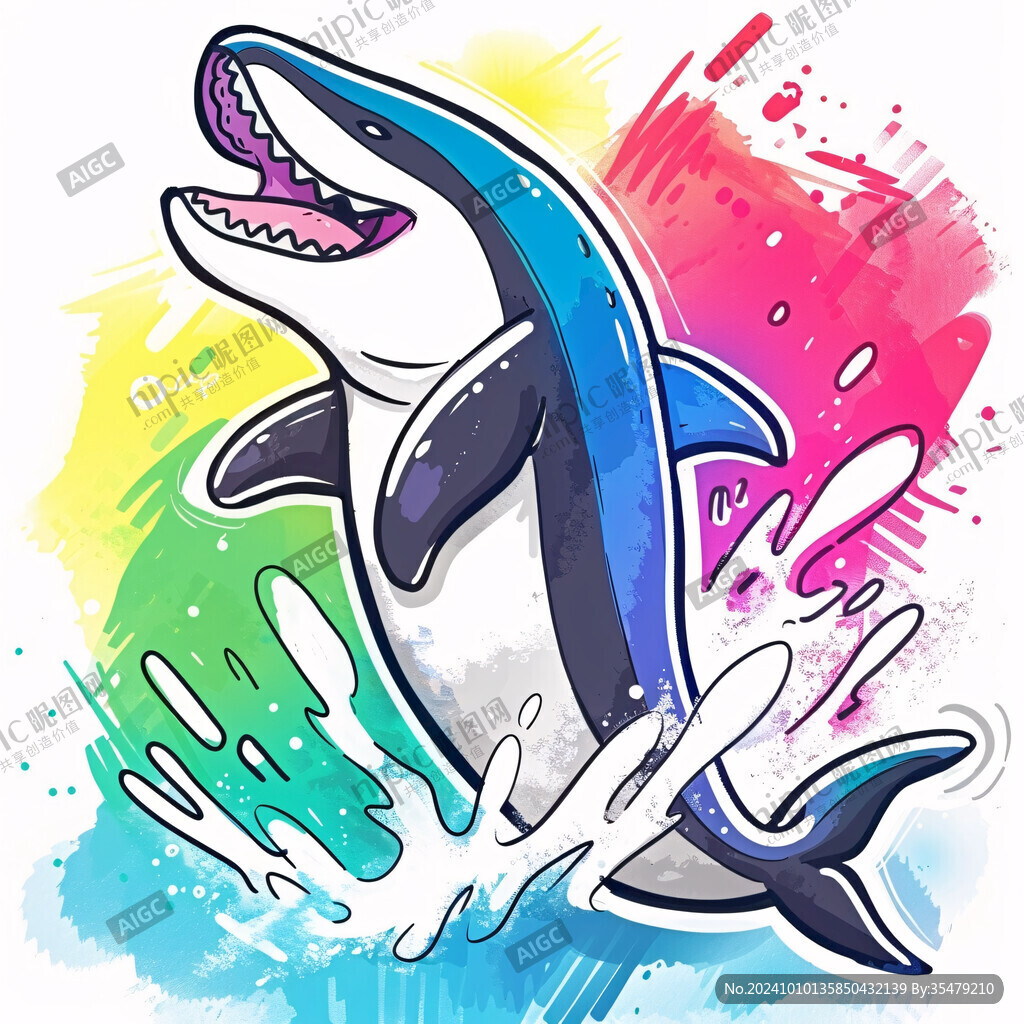 卡通鲨鱼立体画