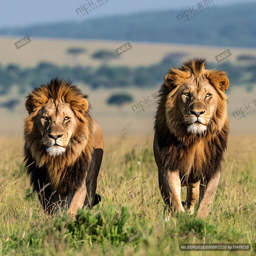两只雌雄狮子