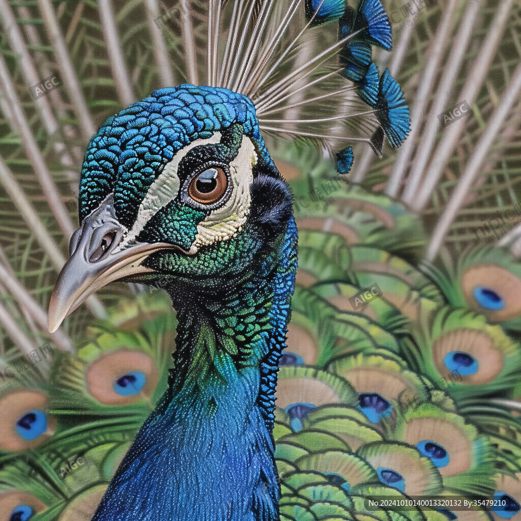 3d立体孔雀花鸟