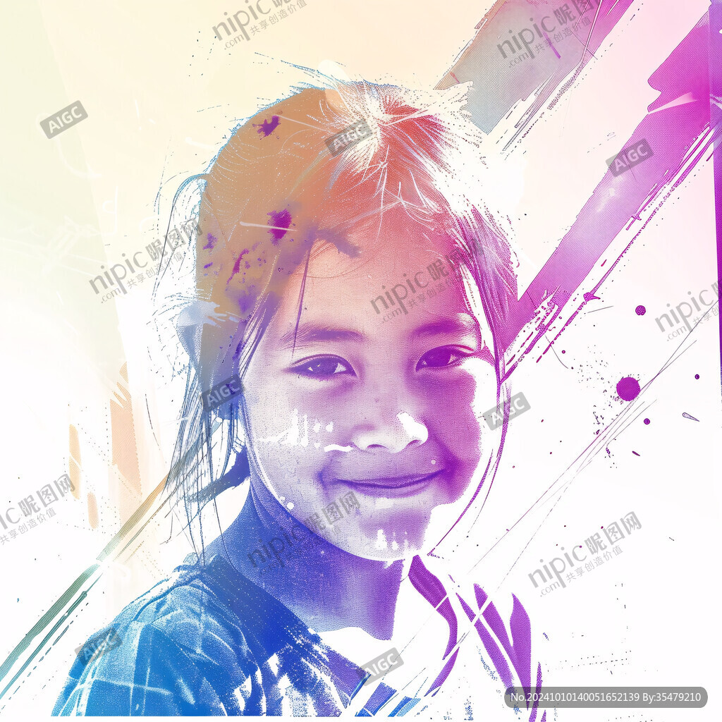 炫彩墨笔刷人物插画