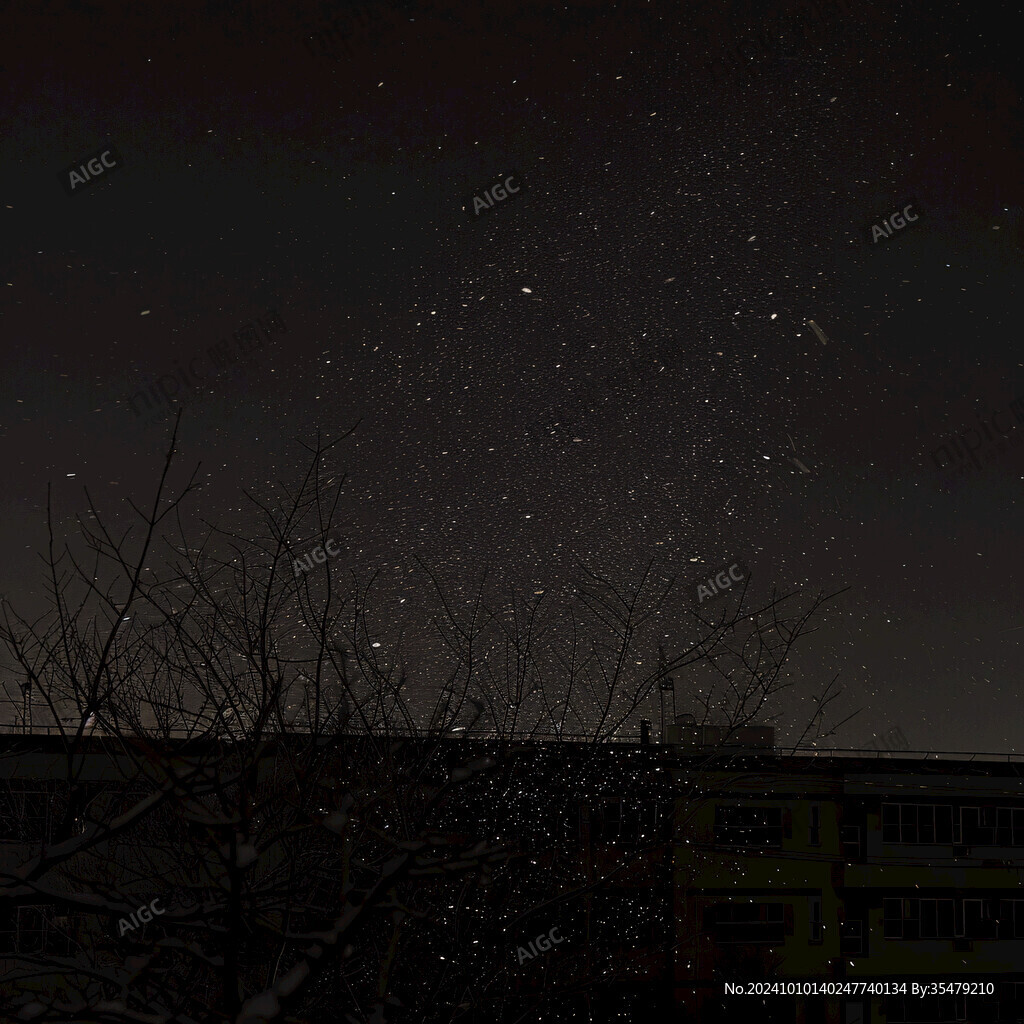 雪花飘落街道上空