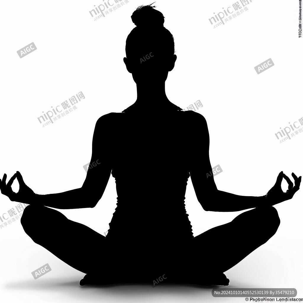 合掌打坐人物剪影