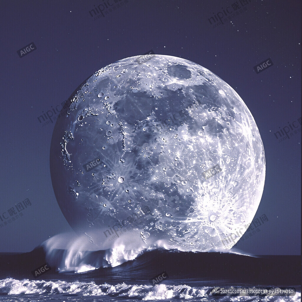 月亮科幻大海