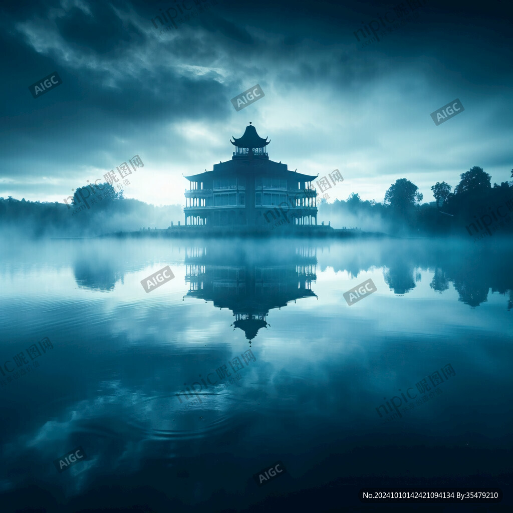 应星楼中国风山水意境