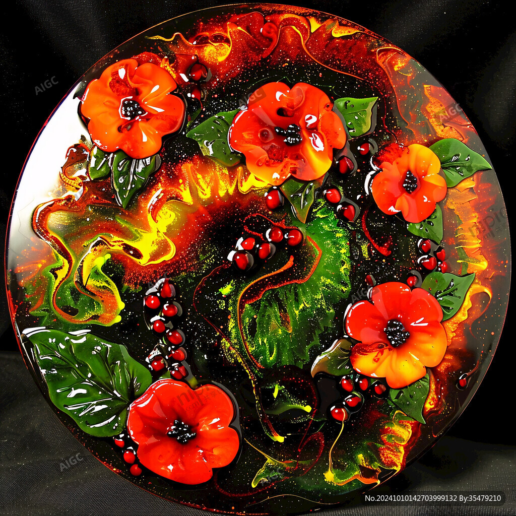 龙蛇座花瓣盘漆豆